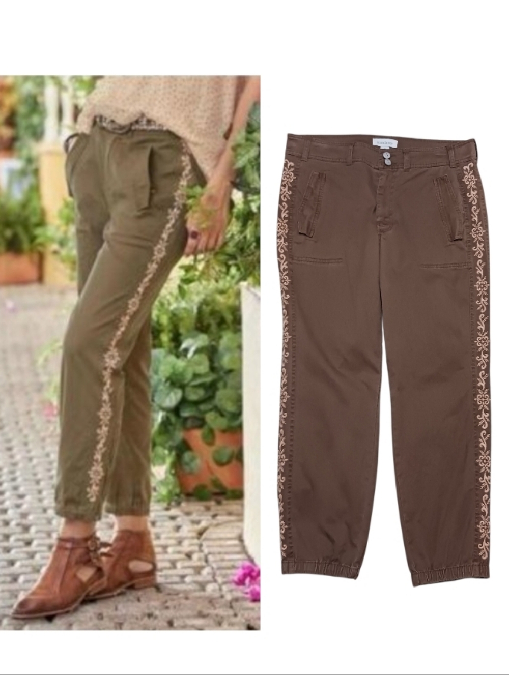 Sundance Melbourne Embroidered Jogger Pants Zipper Hem
